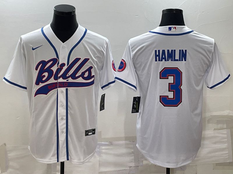 Men Buffalo Bills 3 Hamlin White 2022 Nike Co branded NFL Jerseys